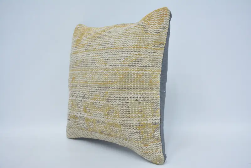 Kissengehäuse, 14x14 gelbe Kissenbedeckung, ethnischer Kilimteppichkissen, Kissenschein werfen, Vintage Kilim Wurfkissen, Kissen für Couch - 4