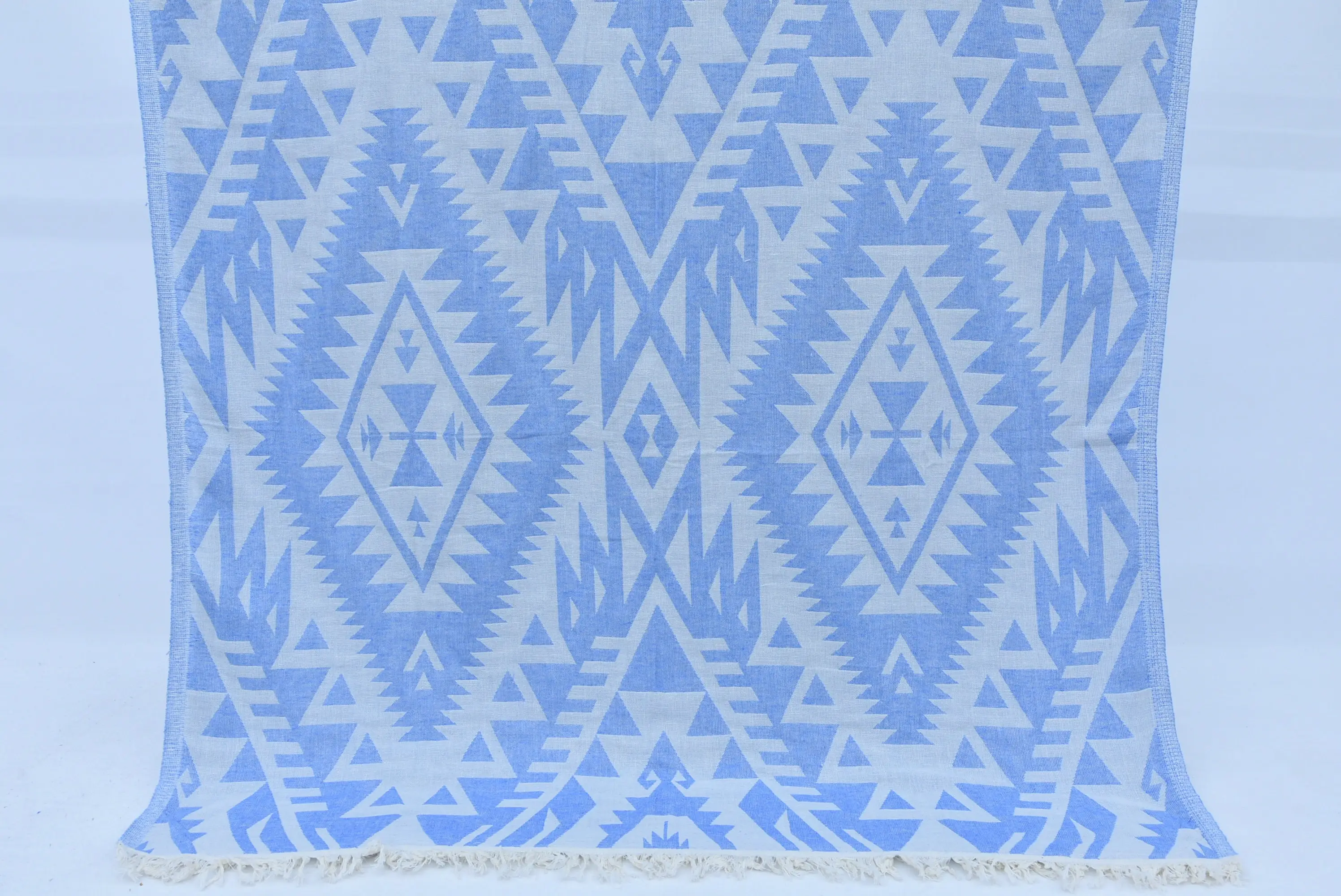 Turkish Bath Towel Organic Cotton Soft Light Blue Patterned, 40x70 inches - 1