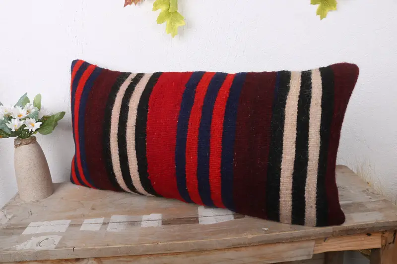 12x24 Brown Pillow, Accent Throw Cushion Case, Vintage Kilim Pillow, Ethnical Kilim Rug Pillow, Pillow Cover, Kilim Cushion Sham - 4