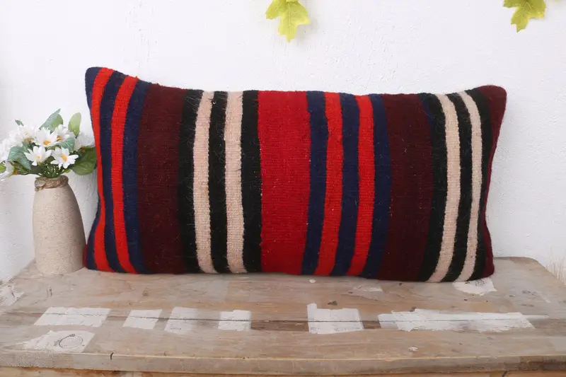 12x24 Brown Pillow, Accent Throw Cushion Case, Vintage Kilim Pillow, Ethnical Kilim Rug Pillow, Pillow Cover, Kilim Cushion Sham - 2