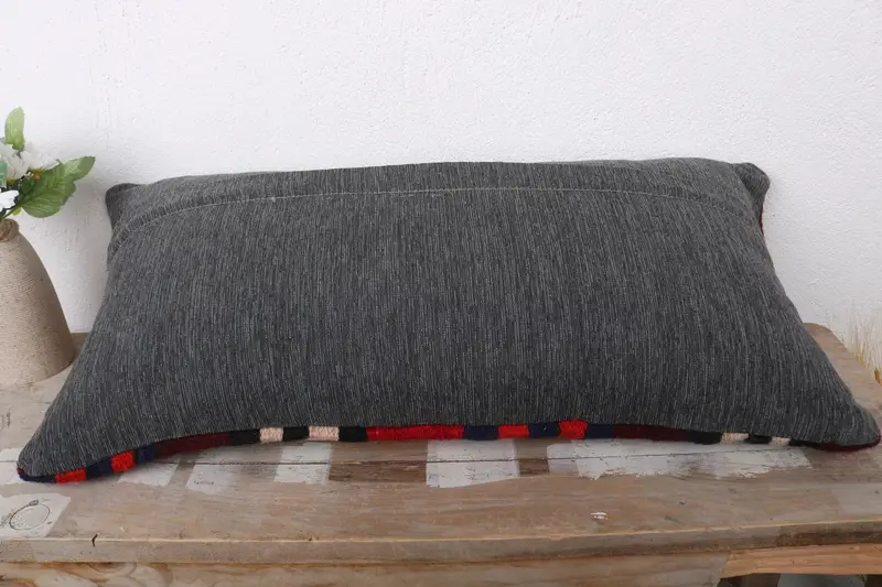 12x24 Brown Pillow, Accent Throw Cushion Case, Vintage Kilim Pillow, Ethnical Kilim Rug Pillow, Pillow Cover, Kilim Cushion Sham - 7