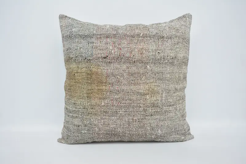 Handgefertigtes 32x32 braun kariertes Kissen, Vintage Kissen