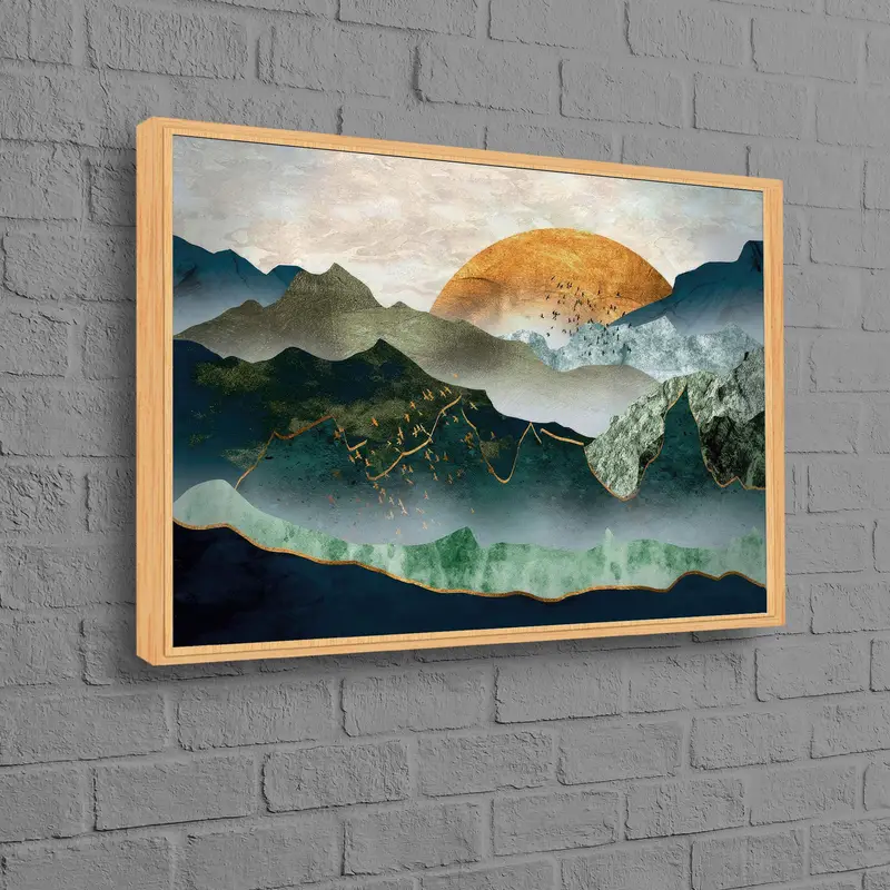抽象的なマウンテンボヘミアンキャンバス: 家庭用ミニマルプリントアート