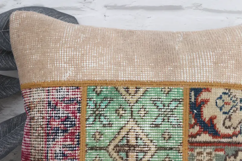 Sürdürülebilir Yastık Kılıfı, Etnik Kilim Halı Yastığı, Yastık Örtüsü, Kilim Yastığı Kapağı, Vintage Kilim Yastığı, 18x18 Pembe Yastık Kapağı - 2