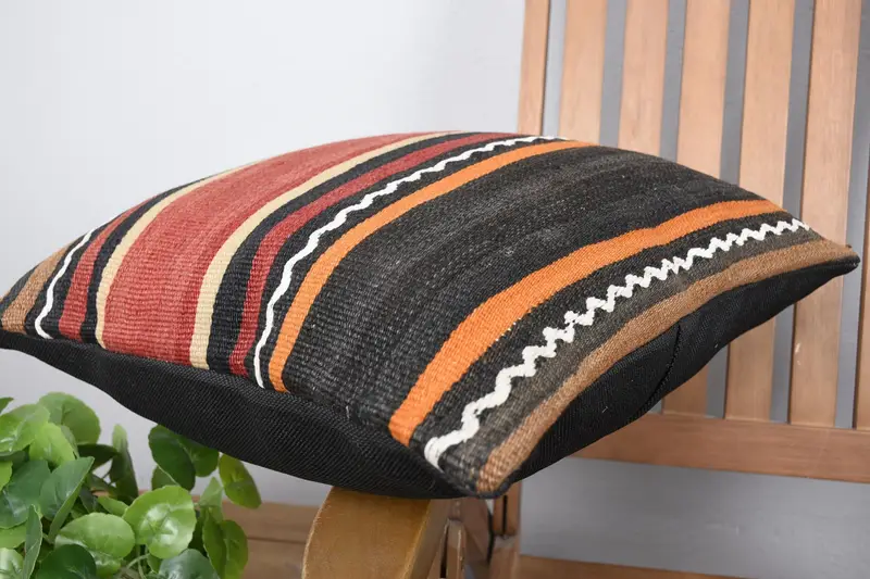 Vintage Kilim Pillow, Interior Designer Pillow, Handmade Throw Cushion Cover, 18x18 Red Pillow Cover, Pillow for Sofa, Pillow Sham - 6