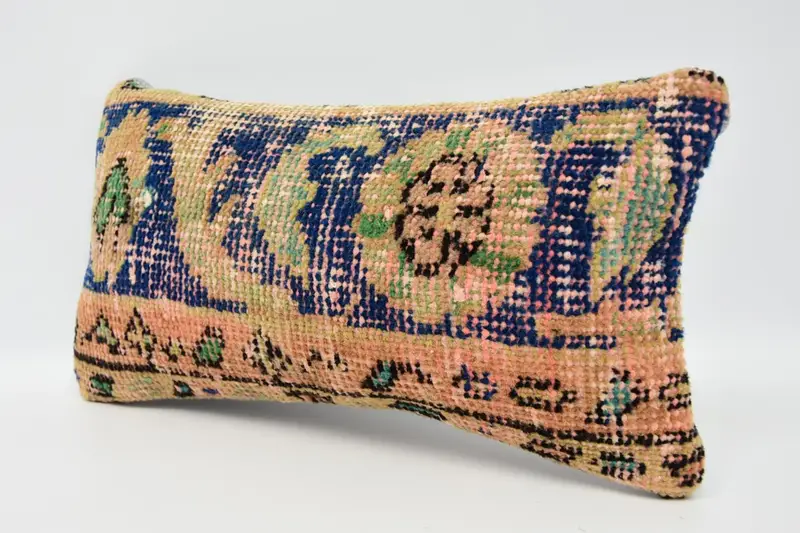 8x16 Blue Cushion Cover, Bolster Throw Pillow, Boho Pillow, Pillow for Sofa, Vintage Kilim Throw Pillow, Pillow Sham, Customized Pillow - 4
