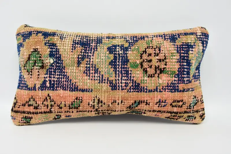 8x16 Blue Cushion Cover, Bolster Throw Pillow, Boho Pillow, Pillow for Sofa, Vintage Kilim Throw Pillow, Pillow Sham, Customized Pillow - 1