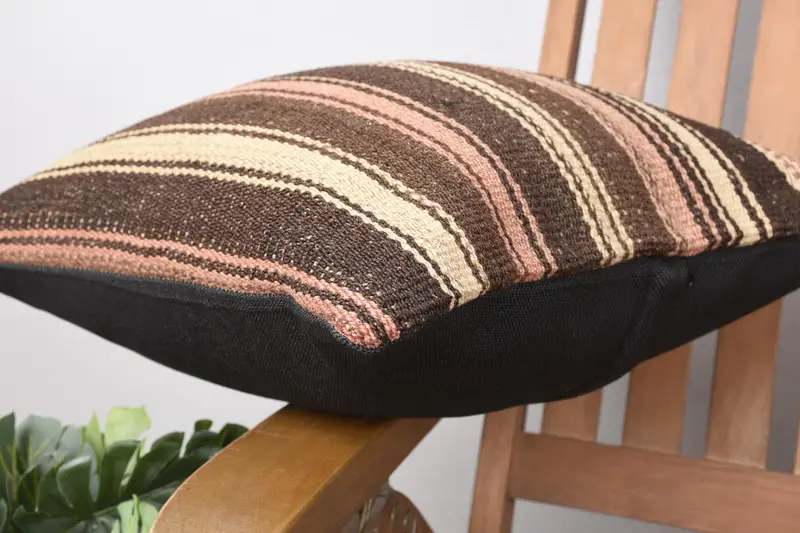 Home Decor Pillow, Ethnical Kilim Rug Pillow, Boho Pillow, 16x16 Brown Pillow Case, Pet Pillow Sham, Pillow, Retro Cushion Cover - 6