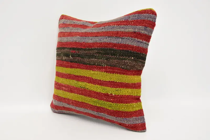 Boho Pillow Sham Cover, Kilim Pillow Cover, Cushion Case, Handmade Kilim Cushion, Cozy Throw Cushion Case, 12x12 Red Pillow Case, Sofa Pillow Cover - 4