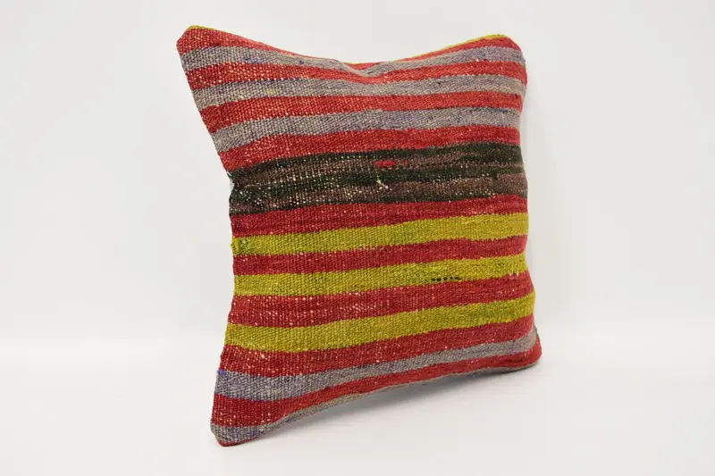 Boho Pillow Sham Cover, Kilim Pillow Cover, Cushion Case, Handmade Kilim Cushion, Cozy Throw Cushion Case, 12x12 Red Pillow Case, Sofa Pillow Cover - 3