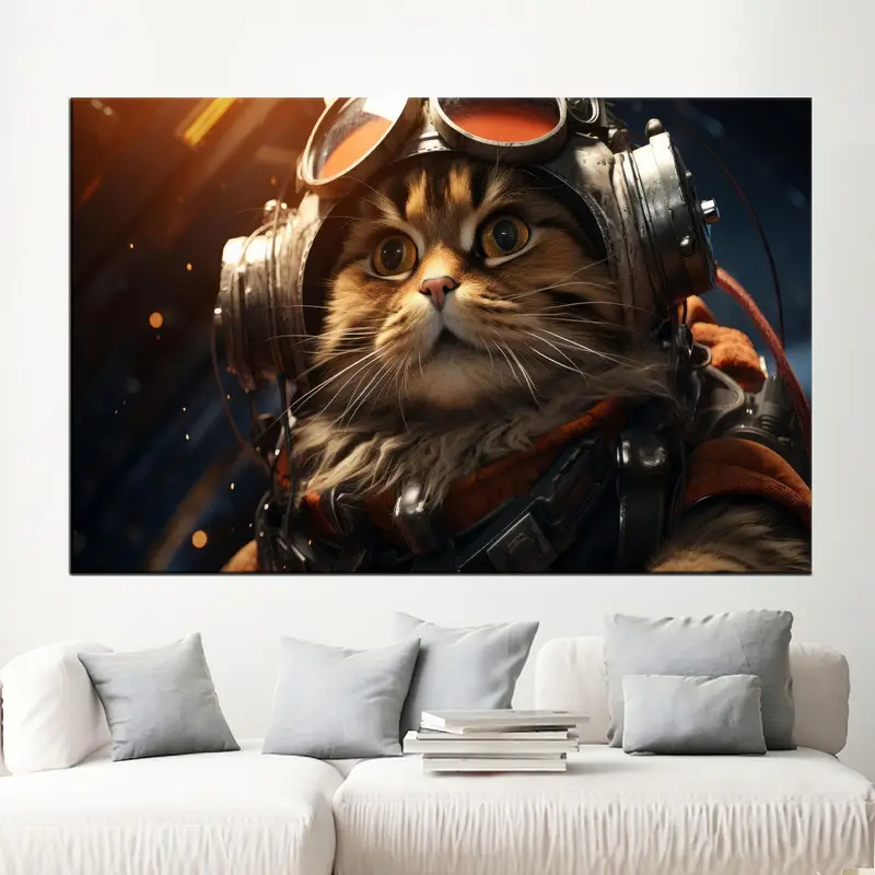 Surrealist Cat with Glasses Canvas Print - Artistic Home Decor
