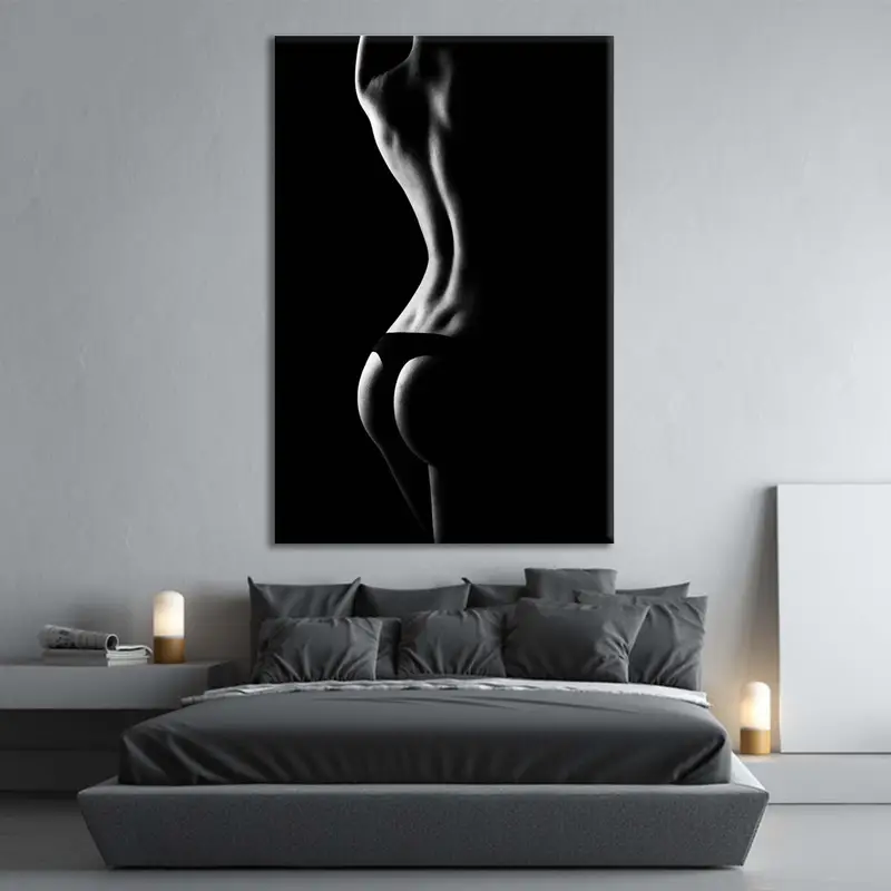 Sexy Wall Print, Female Print, Erotic Nudity Wall Art, Erotic Nude Art, Sexy Girl Body Decor, Woman Silhouette, Erotic Canvas, Mature - 3