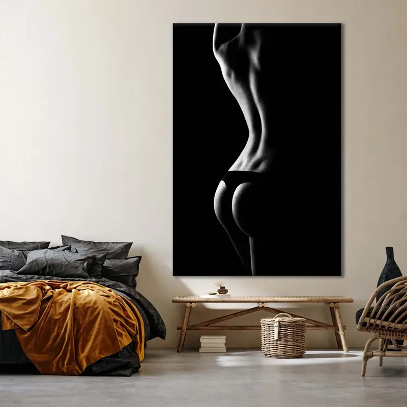 Sexy Wall Print, Female Print, Erotic Nudity Wall Art, Erotic Nude Art, Sexy Girl Body Decor, Woman Silhouette, Erotic Canvas, Mature - 4