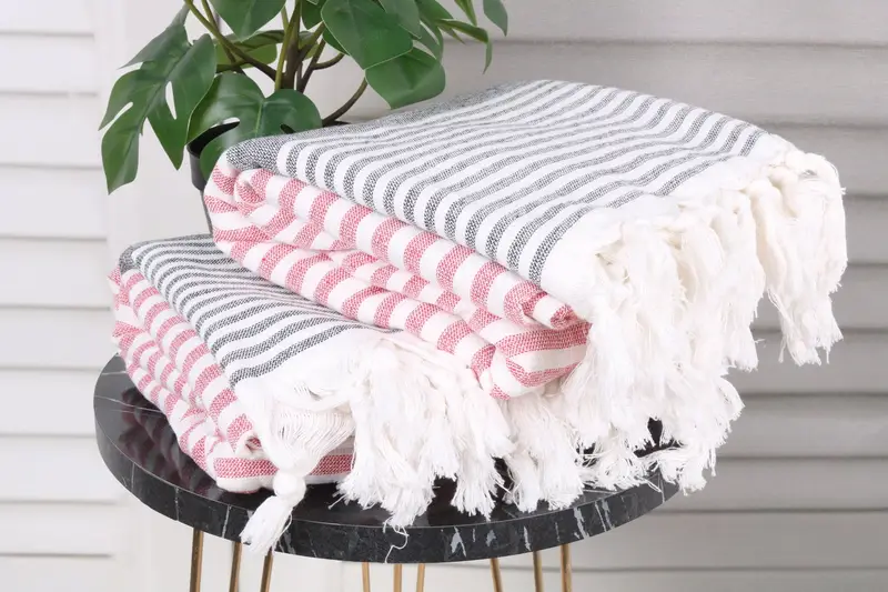 Quick-Dry Beach Towel, Absorbent Turkish towel, 68x40 Cotton Striped Terry Towel, Bachelor Towel, Turkish Towel USA, Holiday Towel, Home Decor Towel - 3