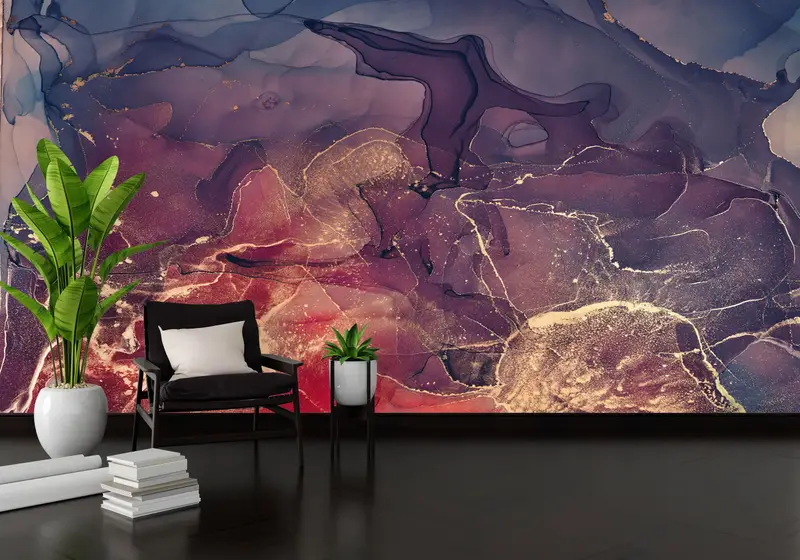 Çağdaş Mekanlar için Zarif Baskılı Lüks Mermer Duvar Kağıdı