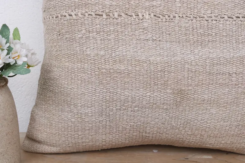 Interior Designer Pillow, Accent Throw Cushion Case, 18x18 Beige Pillow Case, Pillow, Throw Kilim Pillow, Ethnical Kilim Rug Pillow - 3