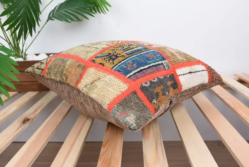 Pillow Case, Vintage Kilim Throw Pillow, Pillow for Couch, Home Decor Pillow, 18x18 Brown Pillow Case, Accent Pillow Case, Anatolian Cushion - 6