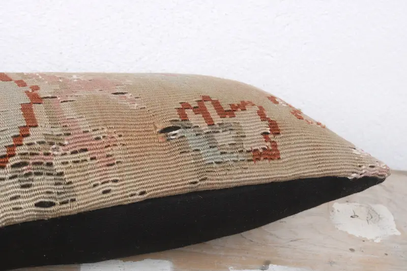 Cotton Pillow Sham, Interior Designer Pillow, 8x16 Brown Pillow, Retro Cushion Cover, Gift Pillow, Cushion Cover, Traditional Pillow, Kilim Pillow - 6