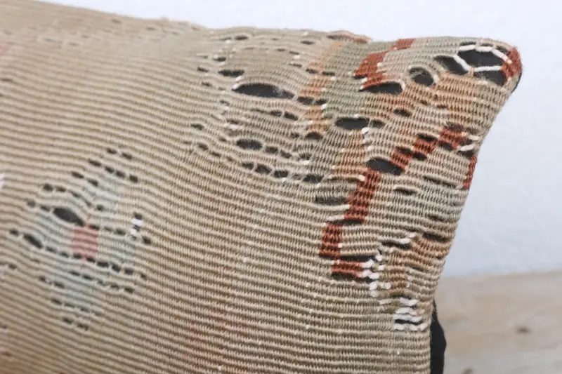 Cotton Pillow Sham, Interior Designer Pillow, 8x16 Brown Pillow, Retro Cushion Cover, Gift Pillow, Cushion Cover, Traditional Pillow, Kilim Pillow - 5
