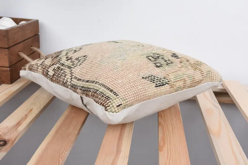 12x12 Beige Pillow Case, Vintage Kilim Pillow, Aesthetic Cushion, Pillow Cover, Custom Cushion, Pillow for Sofa, Kilim Cushion Sham - 6