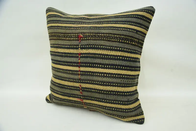 Office Chair Cushion, Boho Pillow Sham Cover, 16x16 Beige Pillow, Ethnical Kilim Rug Pillow, Turkish Rugs Pillow Case, Kilim Cushion Sham, Pillow - 3