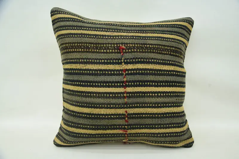 Office Chair Cushion, Boho Pillow Sham Cover, 16x16 Beige Pillow, Ethnical Kilim Rug Pillow, Turkish Rugs Pillow Case, Kilim Cushion Sham, Pillow - 4