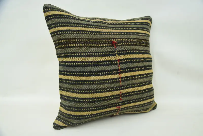 Office Chair Cushion, Boho Pillow Sham Cover, 16x16 Beige Pillow, Ethnical Kilim Rug Pillow, Turkish Rugs Pillow Case, Kilim Cushion Sham, Pillow - 2