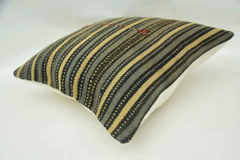 Office Chair Cushion, Boho Pillow Sham Cover, 16x16 Beige Pillow, Ethnical Kilim Rug Pillow, Turkish Rugs Pillow Case, Kilim Cushion Sham, Pillow - 6