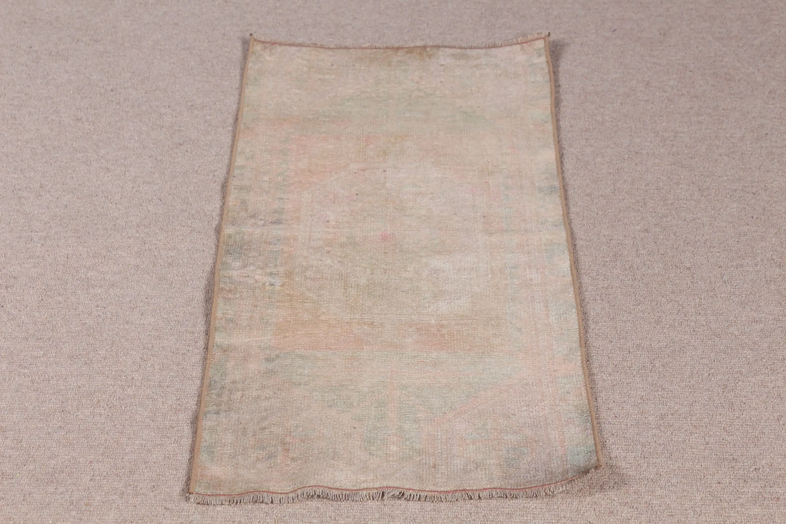 Turkish Vintage Rug 1.5x3.2 ft (46x96 cm), Brown Wool Rug - 1