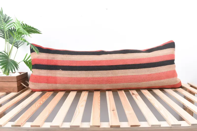 Pillow Case, Ottoman Pillow Sham, Turkish Pillow, 16x48 Pink Cushion, Ethnic Throw Pillow, Gift Pillow, Pillow for Sofa, Sofa Pillow Sham - 1