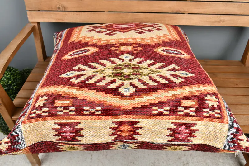 Home Decor Pillow, Vintage Cushion Case, 32x32 Red Cushion, Retro Cushion Cover, Vintage Pillow, Cushion Case, Boho Pillow, Turkish Bench Pillow - 5