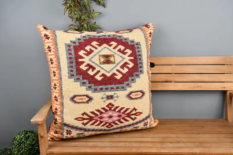 Home Decor Pillow, Vintage Cushion Case, 32x32 Red Cushion, Retro Cushion Cover, Vintage Pillow, Cushion Case, Boho Pillow, Turkish Bench Pillow - 1
