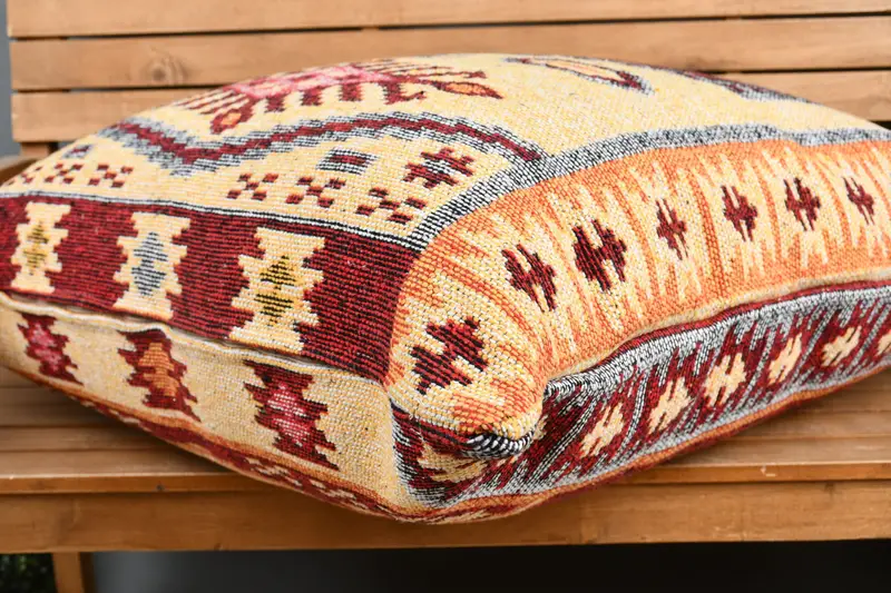 Home Decor Pillow, Vintage Cushion Case, 32x32 Red Cushion, Retro Cushion Cover, Vintage Pillow, Cushion Case, Boho Pillow, Turkish Bench Pillow - 3