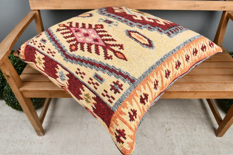 Home Decor Pillow, Vintage Cushion Case, 32x32 Red Cushion, Retro Cushion Cover, Vintage Pillow, Cushion Case, Boho Pillow, Turkish Bench Pillow - 2