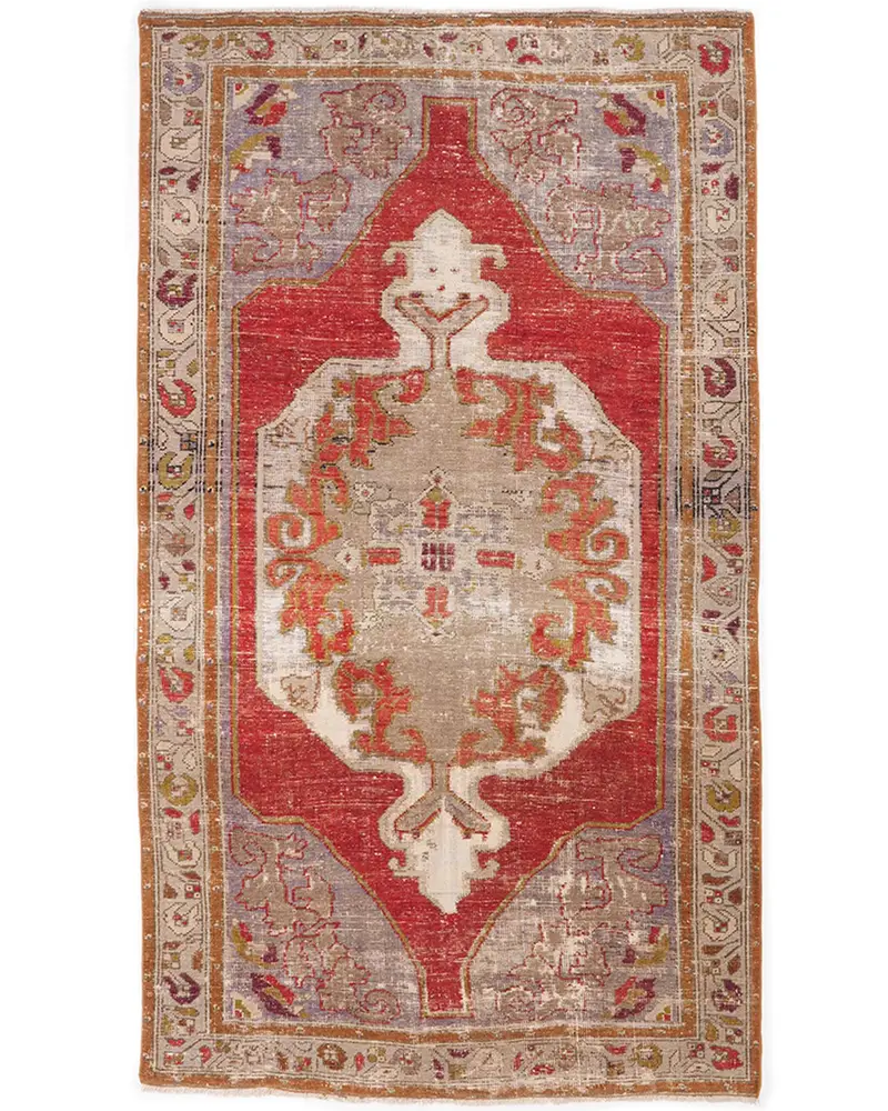 Kırmızı & Mavi Hayvan Baskılı Halı, 4,2x7,4 ft Şık Dekor