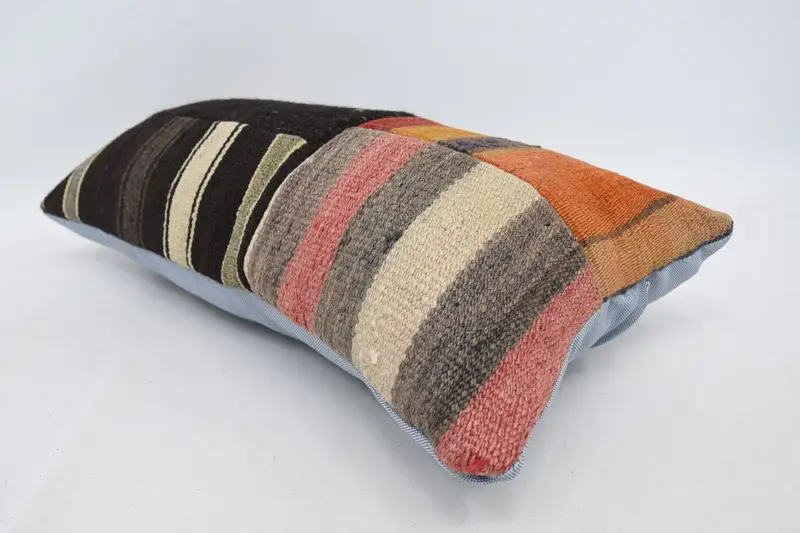 Pillow, Accent Pillow Sham, Handmade Kilim Cushion, Home Decor Pillow, Outdoor Patio Pillow Case, Boho Pillow, 12x24 Brown Pillow - 5