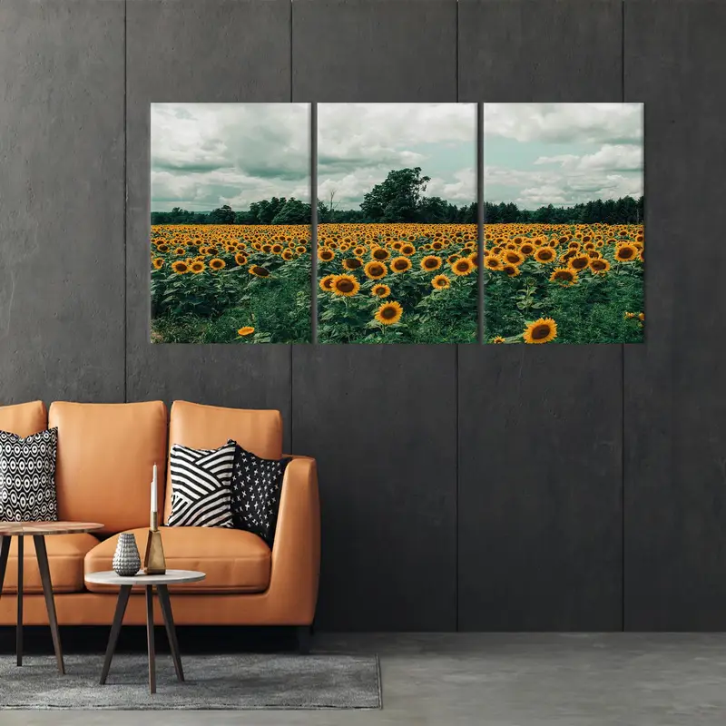 Sunflower Canvas Art, Field Landscape, Nature Landscape, Kitchen Art Decor, Modern Canvas Art, Trendy Wall Art, Wall Hanging Art, Modern Art - 4