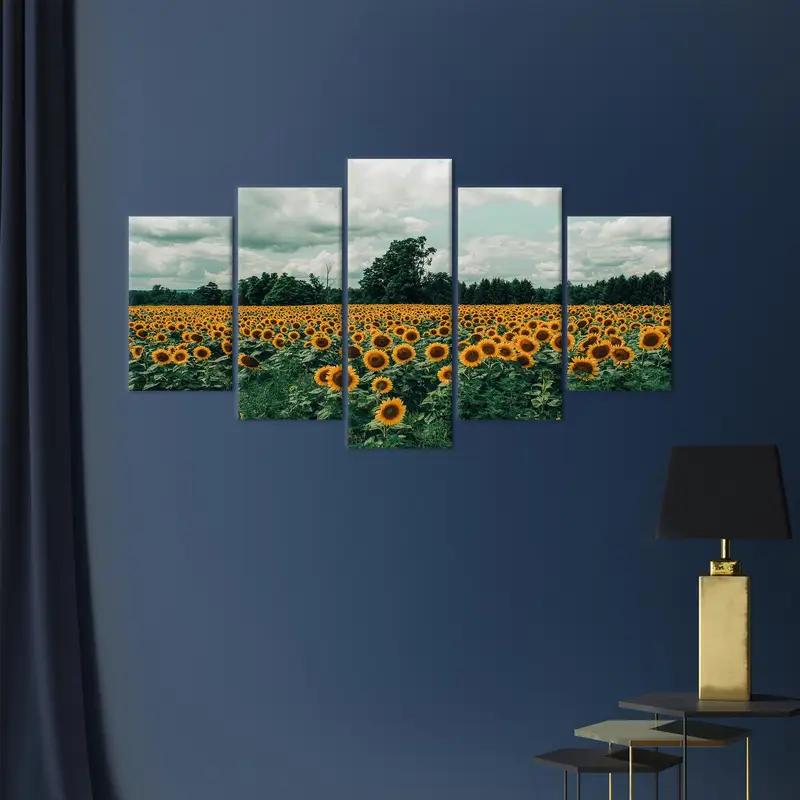 Sunflower Canvas Art, Field Landscape, Nature Landscape, Kitchen Art Decor, Modern Canvas Art, Trendy Wall Art, Wall Hanging Art, Modern Art - 3