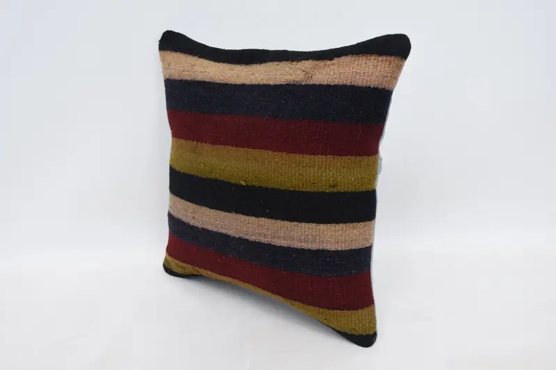 Pet Cushion Cover, Cushion, Gift Pillow, Tribal Cushion Case, Vintage Pillow, Yoga Cushion, 16x16 Brown Pillow Cover, Kilim Pillow - 4