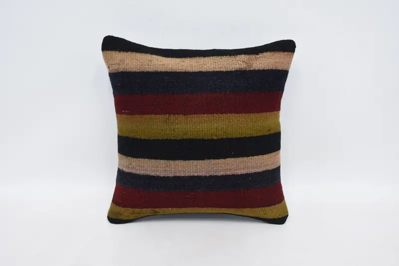 Pet Cushion Cover, Cushion, Gift Pillow, Tribal Cushion Case, Vintage Pillow, Yoga Cushion, 16x16 Brown Pillow Cover, Kilim Pillow - 1