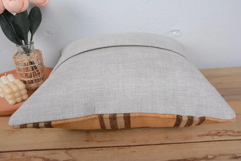 Turkish Kilim Pillow, 20x20 Orange Cushion, Pillow for Sofa, Pillow, Tapestry Cushion Case, Decorative Pillow Case, Turkish Pillow - 6