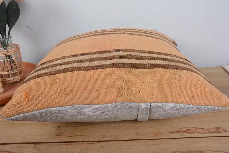 Turkish Kilim Pillow, 20x20 Orange Cushion, Pillow for Sofa, Pillow, Tapestry Cushion Case, Decorative Pillow Case, Turkish Pillow - 5
