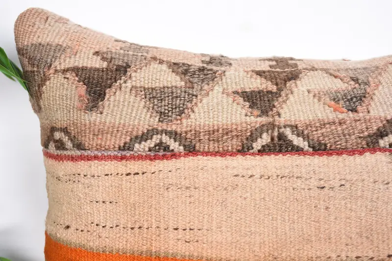 Turkish Pillow, Decorative Bolster Pillow Case, Antique Pillows, 20x20 Beige Pillow Sham, Pillow for Sofa, Cushion Cover - 2