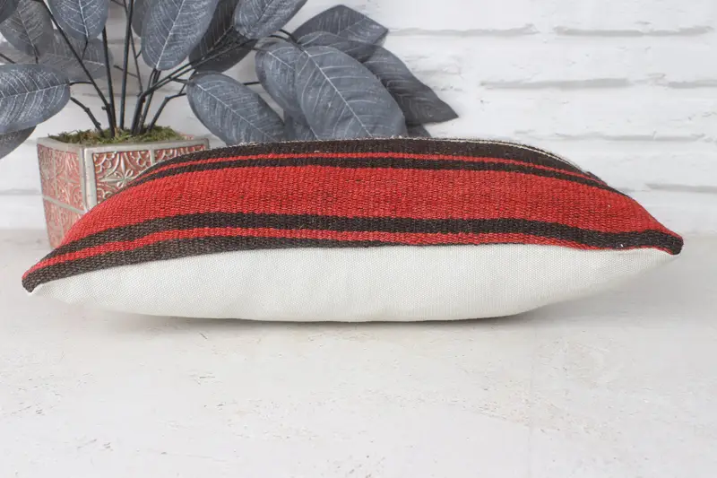 Cozy Throw Cushion Cover, Kilim Pillow Cover, Couch Cushion Cover, 8x16 Brown Cushion Case, Cushion Case, Pillow for Sofa, Boho Pillow - 5