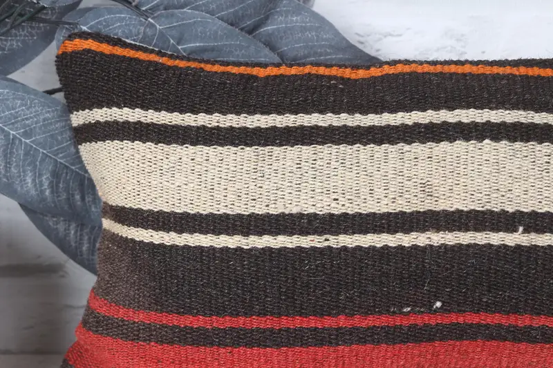 Cozy Throw Cushion Cover, Kilim Pillow Cover, Couch Cushion Cover, 8x16 Brown Cushion Case, Cushion Case, Pillow for Sofa, Boho Pillow - 2