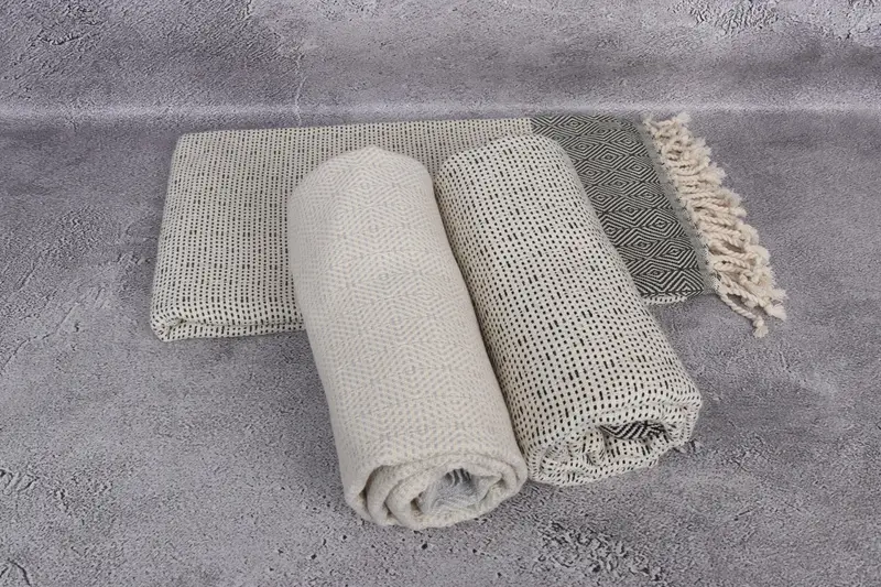 Engagement Gift, Embroidered Turkish Towel, Peshtemal Towel, Oversized Beach Towel, 70x40 Cotton Diamond Towel, Cotton towel, Bridesmaid Gift - 6