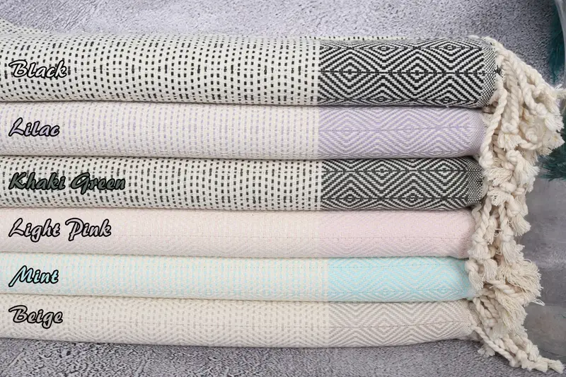Engagement Gift, Embroidered Turkish Towel, Peshtemal Towel, Oversized Beach Towel, 70x40 Cotton Diamond Towel, Cotton towel, Bridesmaid Gift - 3