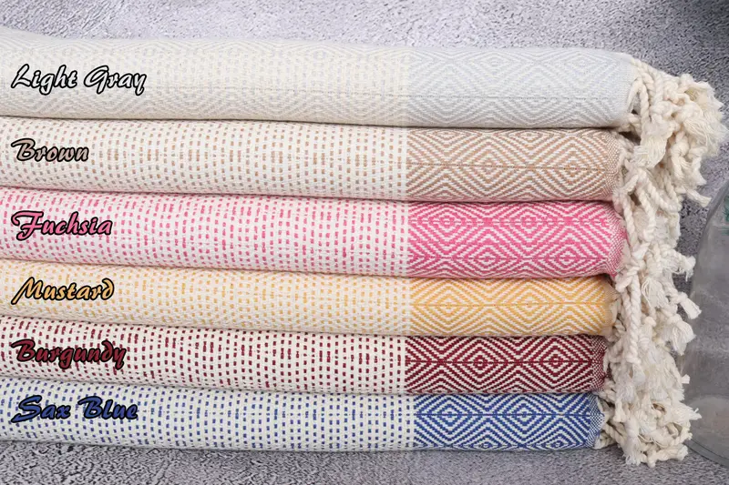 Engagement Gift, Embroidered Turkish Towel, Peshtemal Towel, Oversized Beach Towel, 70x40 Cotton Diamond Towel, Cotton towel, Bridesmaid Gift - 2
