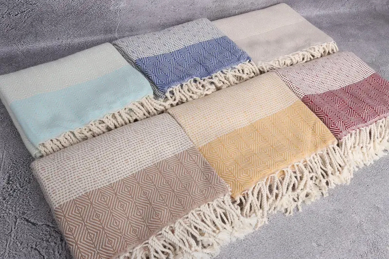 Engagement Gift, Embroidered Turkish Towel, Peshtemal Towel, Oversized Beach Towel, 70x40 Cotton Diamond Towel, Cotton towel, Bridesmaid Gift - 4