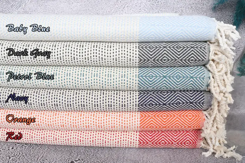 Engagement Gift, Embroidered Turkish Towel, Peshtemal Towel, Oversized Beach Towel, 70x40 Cotton Diamond Towel, Cotton towel, Bridesmaid Gift - 1